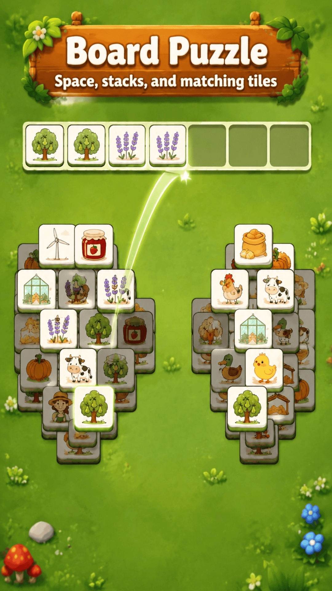 Board puzzle with matching tiles